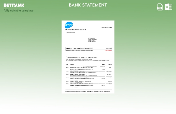 Модерен стил Италија HYPE SPA шаблон за извод од банка
